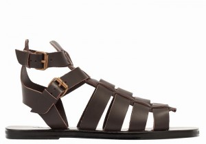 Ancient Greek Sandals Alexandros Leather Muške Ribarske Sandale Čokoladne | DPI7257TS