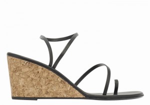 Ancient Greek Sandals Chora Mid Ženske Sandale na Klinku Crne | FIA8382PG