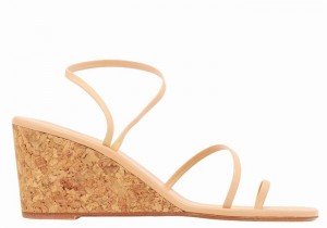 Ancient Greek Sandals Chora Mid Ženske Sandale na Klinku Bež | DFM4656JG