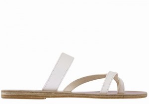 Ancient Greek Sandals Daphnae Leather Ženske Slide Sandale Bijele | ZPT652YH