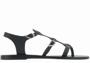 Ancient Greek Sandals Grace Kelly Leather Ženske Casual Sandals Crne | QML7058PO