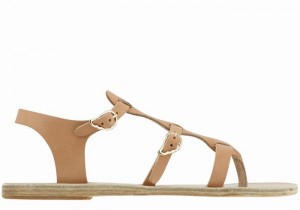 Ancient Greek Sandals Grace Kelly Leather Ženske Casual Sandals Bež | EOH5548CC