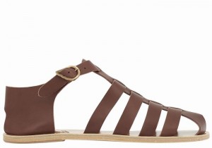 Ancient Greek Sandals Homer Leather Muške Ribarske Sandale Kafe | YRA1334JJ