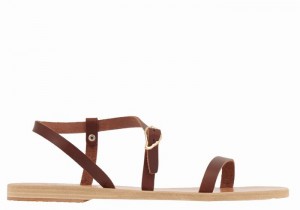 Ancient Greek Sandals Niove Leather Ženske Back-Strap Sandals Kafe | SRX1796PX