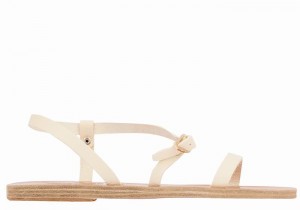 Ancient Greek Sandals Niove Leather Ženske Back-Strap Sandals Bijele | QCU9389BK