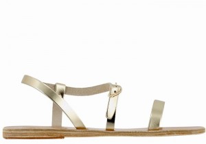 Ancient Greek Sandals Niove Leather Ženske Back-Strap Sandals Zlatne Bijele | JRC5521DS