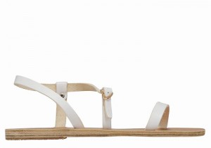 Ancient Greek Sandals Niove Leather Ženske Back-Strap Sandals Bijele | HIP9174BB