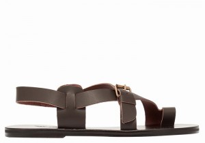 Ancient Greek Sandals Paris Leather Muške Toe-Post Sandals Čokoladne | ZAG7565BF