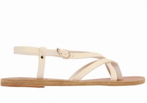 Ancient Greek Sandals Semele Leather Ženske Back-Strap Sandals Bijele | SFW9255FT