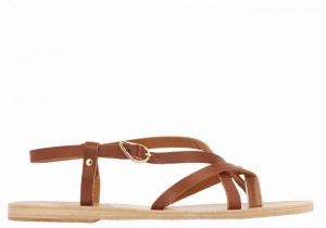 Ancient Greek Sandals Semele Leather Ženske Back-Strap Sandals Tamno Smeđe | ISF333IV