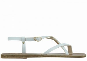 Ancient Greek Sandals Semele Leather Ženske Back-Strap Sandals Bijele | BVA3142AG