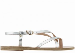 Ancient Greek Sandals Semele Leather Ženske Back-Strap Sandals Srebrne | TSY9773IC