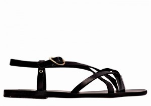 Ancient Greek Sandals Semele Leather Ženske Back-Strap Sandals Crne | OBR3190CY