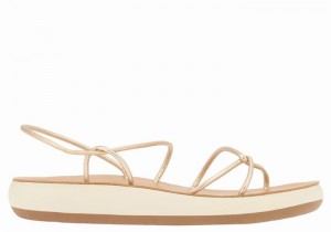 Ancient Greek Sandals Taxidi Comfort Ženske Back-Strap Sandals Zlatne Bijele | XFT4899LD