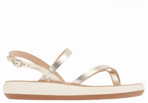 Ancient Greek Sandals Tereza Comfort Ženske Back-Strap Sandals Zlatne Bijele | EVB1381SG