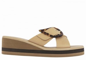 Ancient Greek Sandals Thais Rainbow Ženske Sandale na Klinku Bež Crne | FVH505NY