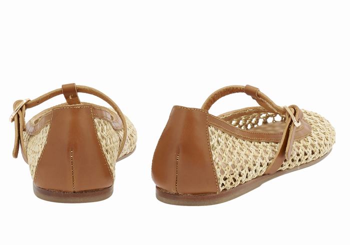 Ancient Greek Sandals Aerati Ženske Balerina Bež Smeđe | YOC1234HG