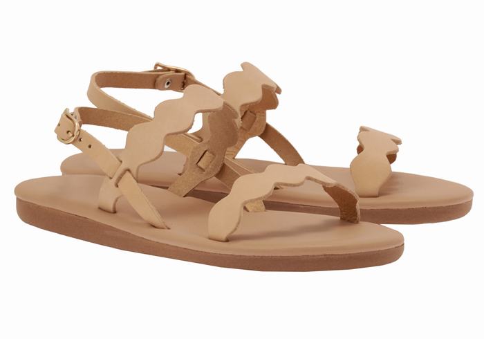 Ancient Greek Sandals Afros Ženske Back-Strap Sandals Bež | KTA5248ZA