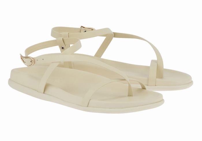 Ancient Greek Sandals Aimilia Ženske Back-Strap Sandals Bijele | OEN2261TN