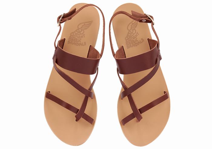 Ancient Greek Sandals Alethea Leather Ženske Back-Strap Sandals Kafe | QHM5991XR