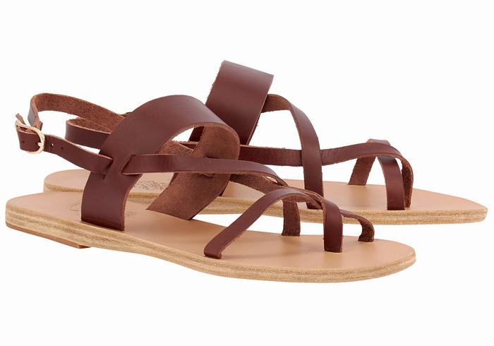 Ancient Greek Sandals Alethea Leather Ženske Back-Strap Sandals Kafe | QHM5991XR