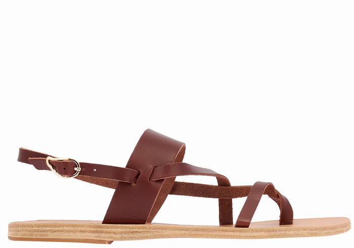 Ancient Greek Sandals Alethea Leather Ženske Back-Strap Sandals Kafe | QHM5991XR