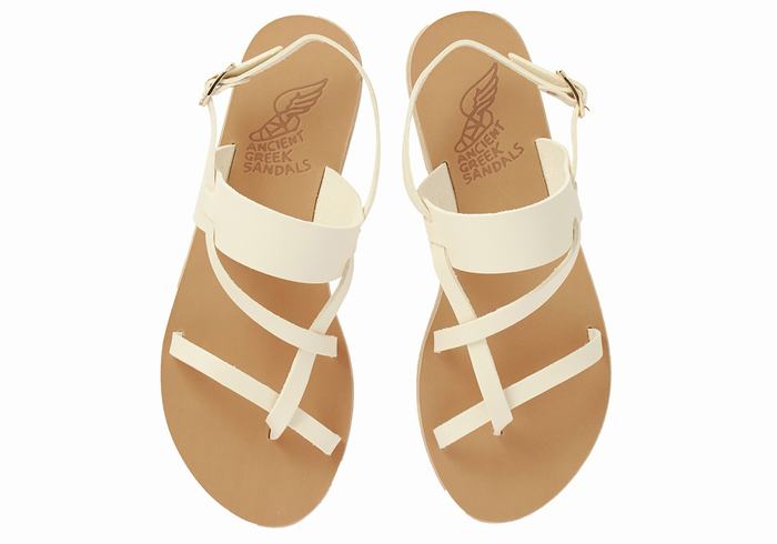 Ancient Greek Sandals Alethea Leather Ženske Back-Strap Sandals Bijele | NVU4657BJ