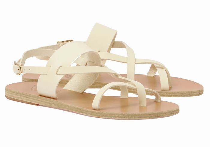 Ancient Greek Sandals Alethea Leather Ženske Back-Strap Sandals Bijele | NVU4657BJ