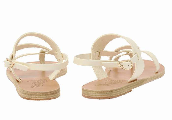 Ancient Greek Sandals Alethea Leather Ženske Back-Strap Sandals Bijele | NVU4657BJ