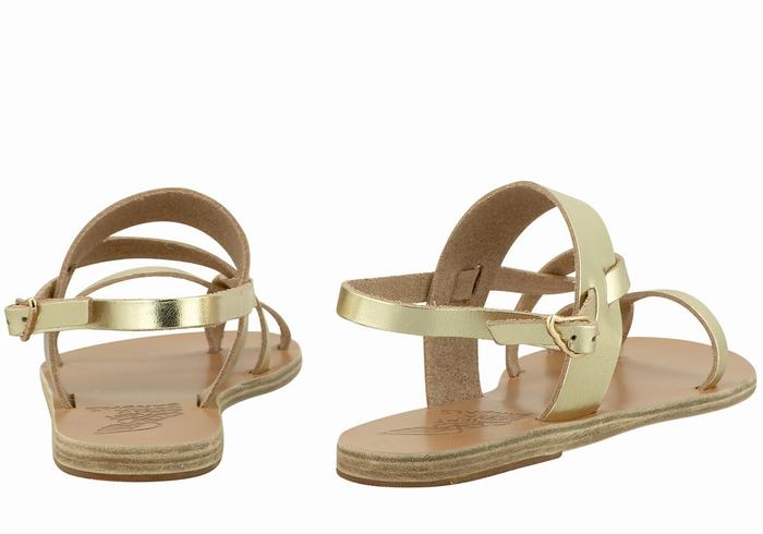 Ancient Greek Sandals Alethea Leather Ženske Back-Strap Sandals Zlatne Bijele | SBM687FG