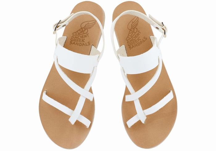 Ancient Greek Sandals Alethea Leather Ženske Back-Strap Sandals Bijele | OKZ486OH