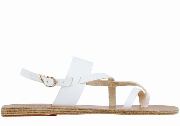 Ancient Greek Sandals Alethea Leather Ženske Back-Strap Sandals Bijele | OKZ486OH