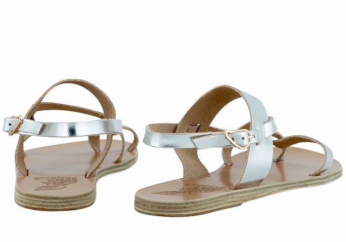 Ancient Greek Sandals Alethea Leather Ženske Back-Strap Sandals Srebrne | RKC421IS