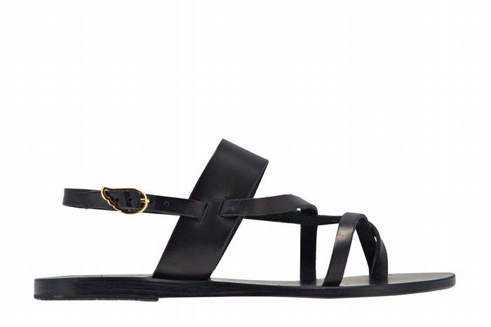 Ancient Greek Sandals Alethea Leather Ženske Back-Strap Sandals Crne | EIG2573RK