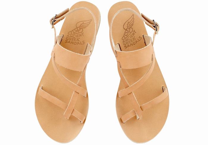 Ancient Greek Sandals Alethea Leather Ženske Back-Strap Sandals Bež | ZAG2071PP