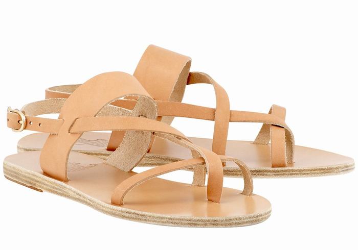 Ancient Greek Sandals Alethea Leather Ženske Back-Strap Sandals Bež | ZAG2071PP