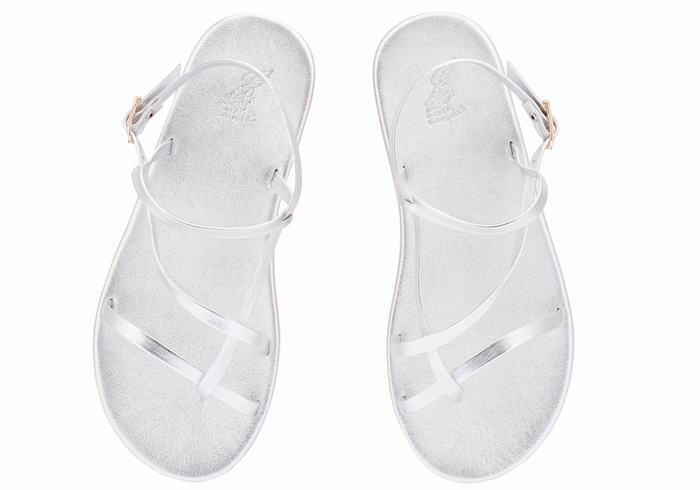 Ancient Greek Sandals Alethea Ženske Back-Strap Sandals Srebrne | PWP9267UJ