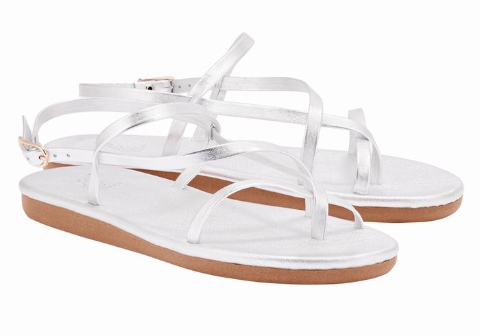 Ancient Greek Sandals Alethea Ženske Back-Strap Sandals Srebrne | PWP9267UJ