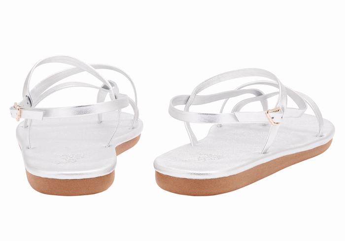 Ancient Greek Sandals Alethea Ženske Back-Strap Sandals Srebrne | PWP9267UJ