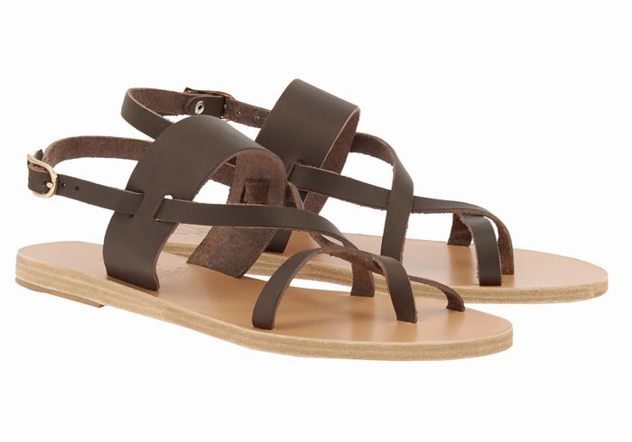 Ancient Greek Sandals Alethea Ženske Back-Strap Sandals Čokoladne | JOE4415RP