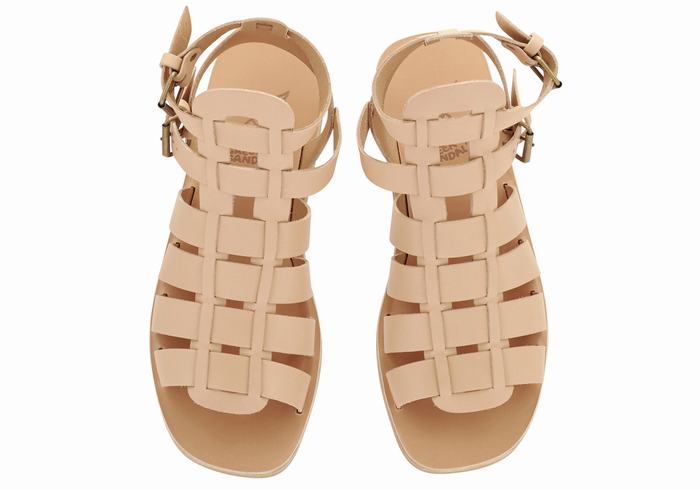 Ancient Greek Sandals Alexandros Leather Muške Ribarske Sandale Bež | DYO1726KP