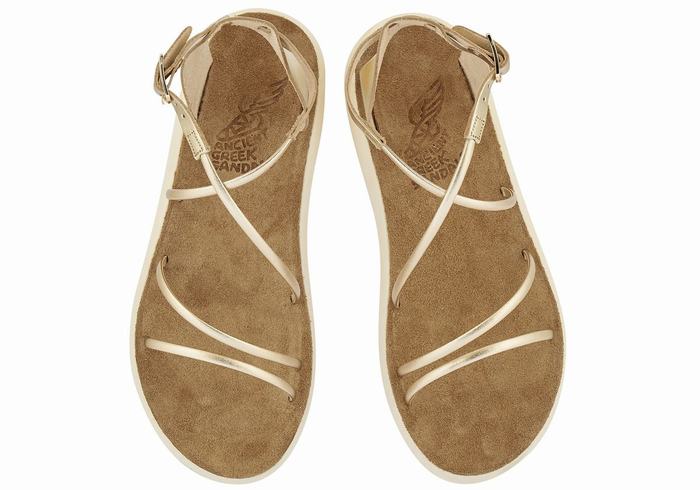 Ancient Greek Sandals Anastasia Comfort Ženske Sandale S Remenom Zlatne Bijele | MGU1232AD