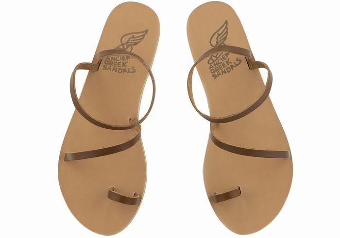 Ancient Greek Sandals Apli Eleftheria Leather Ženske Ribarske Sandale Tamno Smeđe | FOO557XP