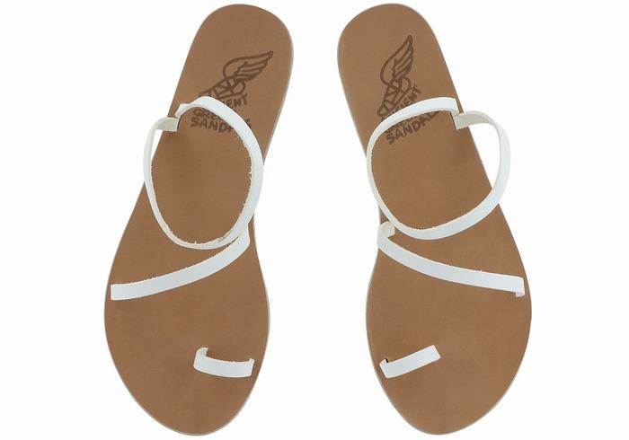 Ancient Greek Sandals Apli Eleftheria Leather Ženske Toe-Post Sandals Bijele | QQZ6138UP