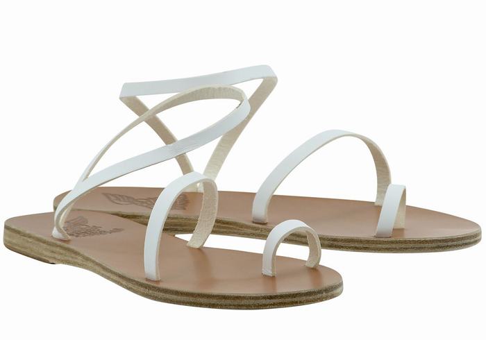 Ancient Greek Sandals Apli Eleftheria Leather Ženske Toe-Post Sandals Bijele | QQZ6138UP