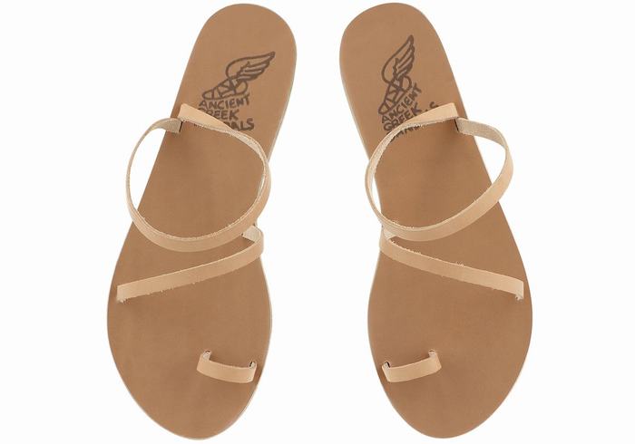 Ancient Greek Sandals Apli Eleftheria Leather Ženske Toe-Post Sandals Bež | TPX4680DK