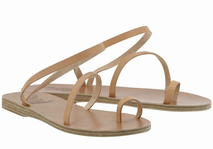 Ancient Greek Sandals Apli Eleftheria Leather Ženske Toe-Post Sandals Bež | TPX4680DK