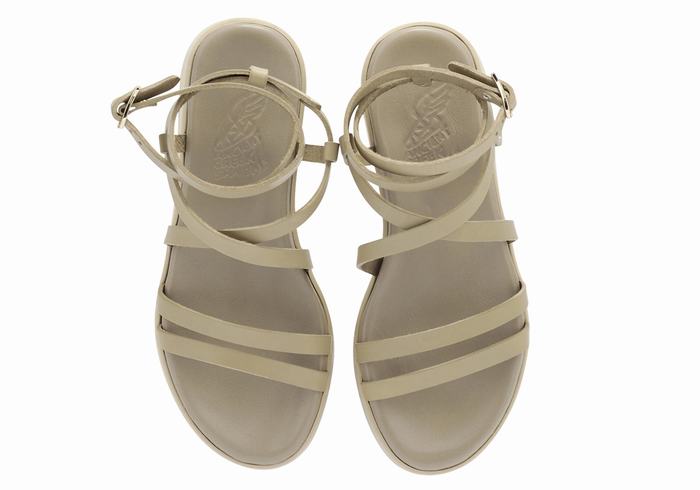 Ancient Greek Sandals Aristea Leather Ženske Sandale Platforma Sive Smeđe | TCY7985ZA