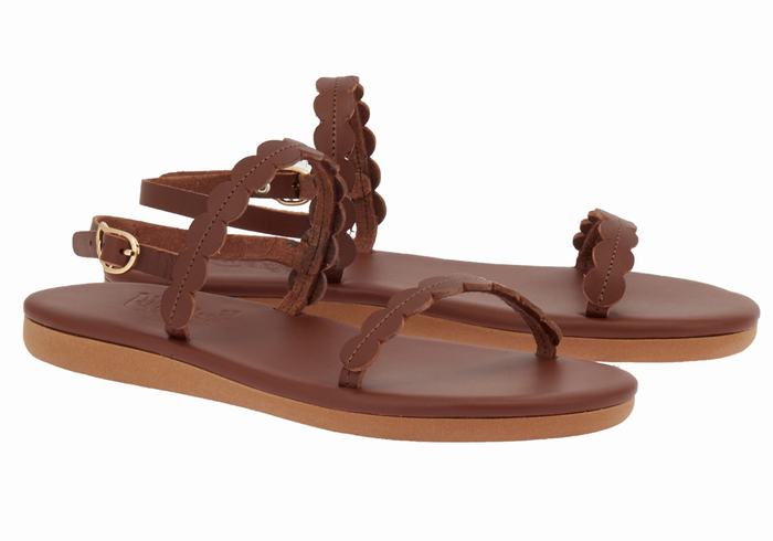 Ancient Greek Sandals Aroula Ženske Back-Strap Sandals Kafe | ZJA7670UX