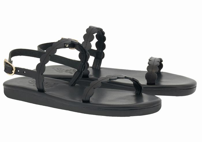 Ancient Greek Sandals Aroula Ženske Back-Strap Sandals Crne | ESK1810ML